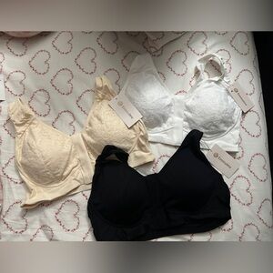 Women's Lace Bra Trio - Black, Cream, White